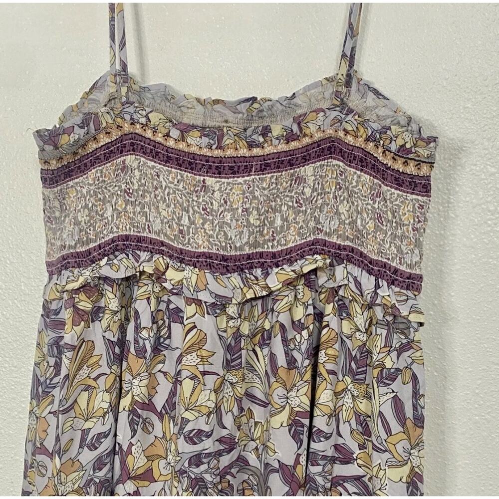 Becool Maxi Dress Womens L Purple Cream Floral Spaghetti Strap Tiered Hem Boho - Picture 10 of 16